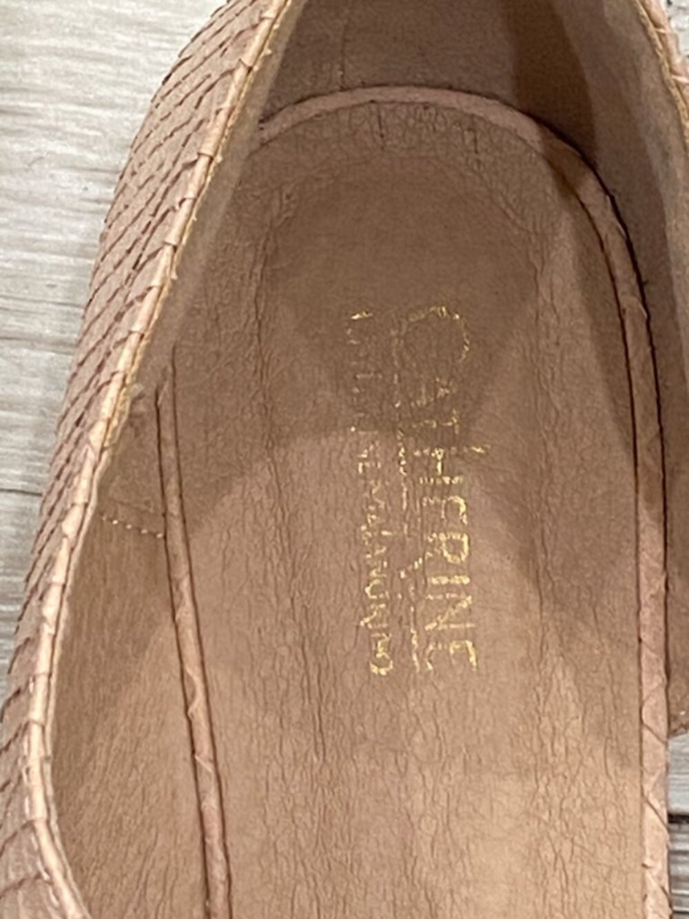 Catherine Malandrino D'Orsay Flats Pointed Toe Snakeskin Nude Pink Size 8 - Picture 7 of 8